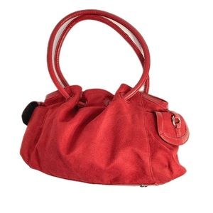 Coldwater Creek Red Purse Microfiber Side Pockets Bucket Bag